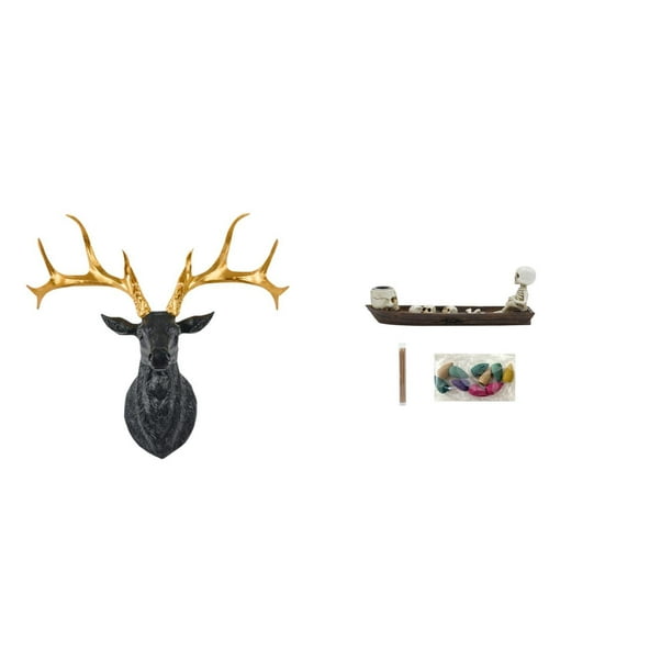Estatua de cabeza de ciervo,Adorno de pared con cabeza de ciervo,animal decorativo para el hogar,Cabeza de ciervo de resina para colgar en la pared,escultura de alce para oficina,Porta
