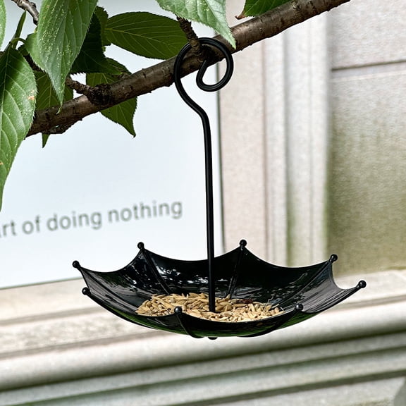 Umbrella Bird Feeder,Metal Hanging Bird Feeder Creative Pendant Umbrella Shaped Birds Feeders Outdoor Decoration Iron Hanging Birds Baths Feeders for Garden Courtyard(xxw)