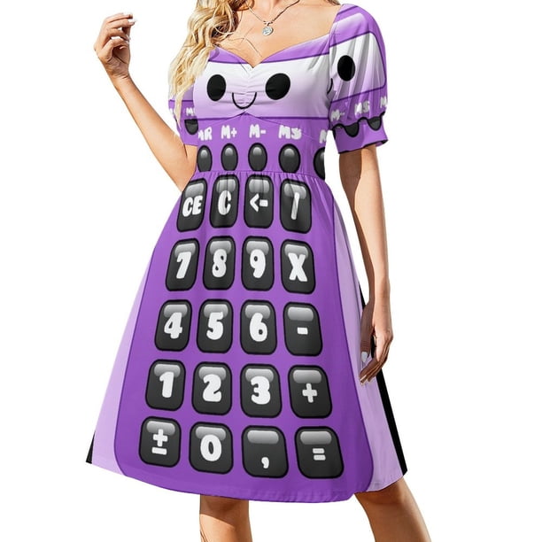 Vestido de manga corta con calculadora morada kawaii, vestido de noche de lujo para mujer, vestidos de mujer, vestido