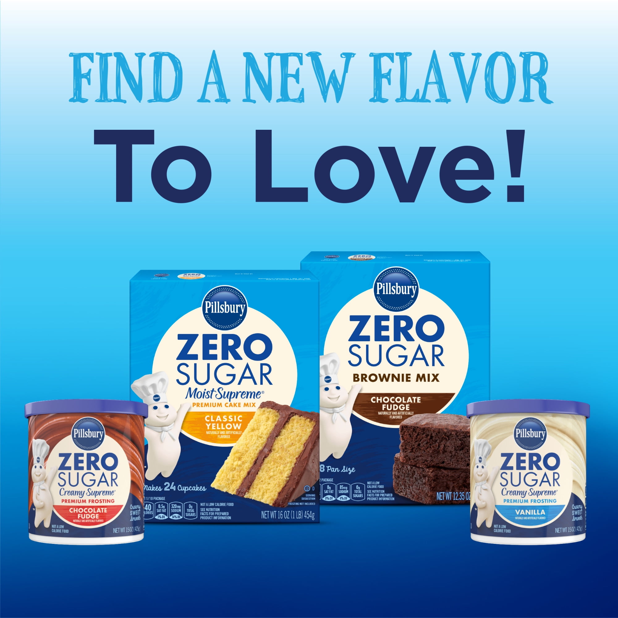 Pillsbury Zero Sugar Chocolate Fudge Flavored Brownie Mix, 12.35 oz Box
