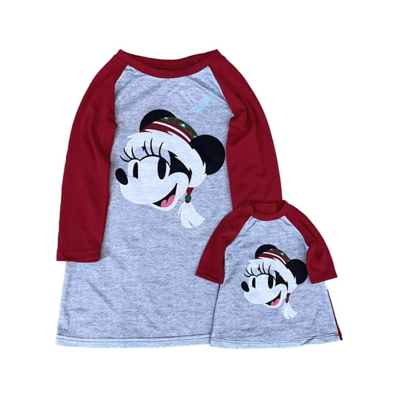 Disney Toddler Girls Holiday Minnie Mouse Santa Nightgown & Doll Gown Set 4T
