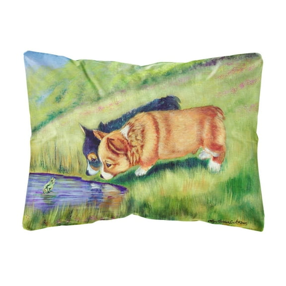 Carolines Treasures 7292PW1216 Corgi Canvas Fabric Decorative Pillow, 12H x16W, multicolor