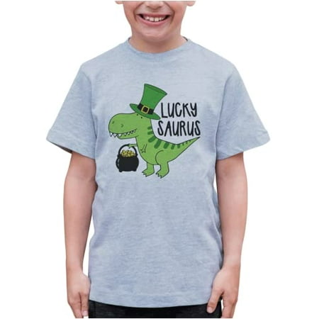 

7 ate 9 Apparel Kid s St. Patrick s Day Shirts - Luckysaurus Lucky Dino Grey Shirt 3T