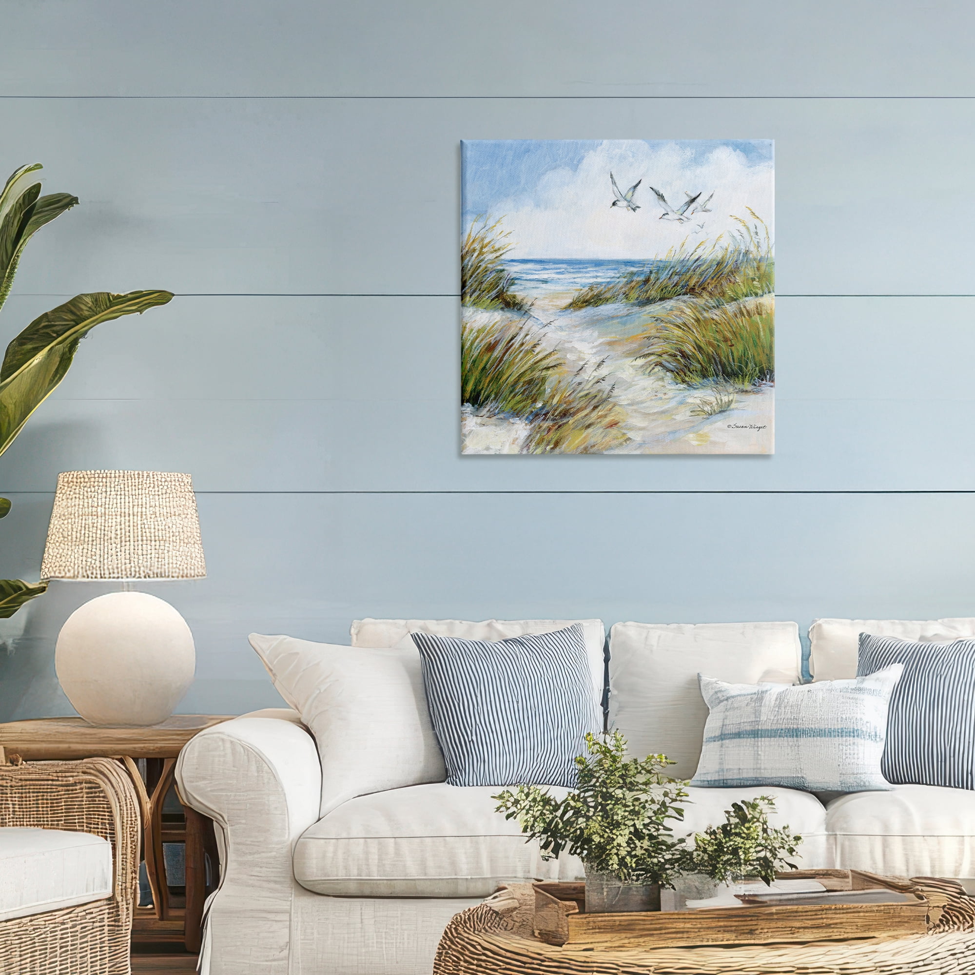 Stupell Industries Beach Path Seagulls Overhead Canvas Wall Art, design by Susan Winget