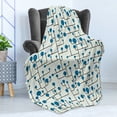 thumbnail image 4 of Geometric Soft Flannel Fleece Blanket, Abstract Lines Dots of Many Sizes Modern Pattern Ornamental Minimalistic, Cozy Plush for Indoor and Outdoor Use, 50" x 60", Blue Eggshell Black, by Ambesonne, 4 of 5