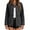 Black, variant on Women's turn Down Collar Solid Color Casual Denim Jacket with Open Front Daily Wear