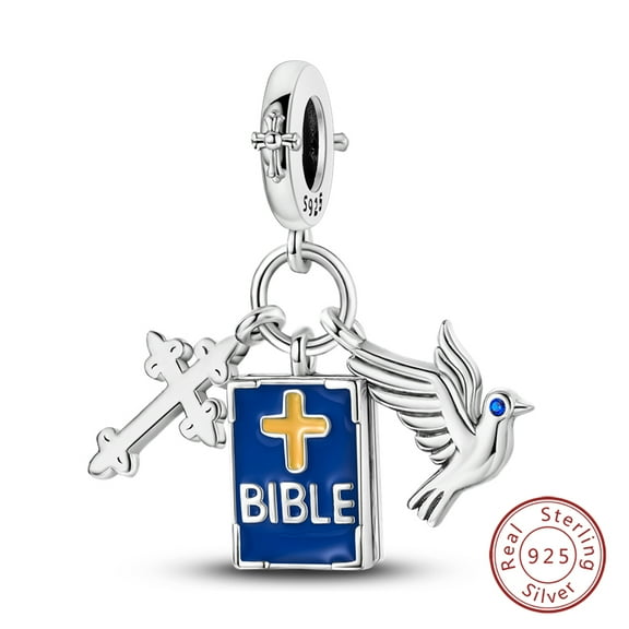 925 Sterling Silver Nossa Senhora Aparecida Dangle Charm with Zircon - Fits DIY Bracelets for Women