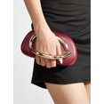 thumbnail image 2 of Women's Burgundy Clutch Purse with Gold Ring Handle Elegant Evening Handbag, 2 of 5