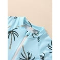 thumbnail image 6 of Toddler Baby Boys One Piece Swimsuits Kids Boys Short Sleeve Zip Up  Tropical Tree Print Jumpsuit  Beach Bathing Suit 1-5Y, 6 of 9