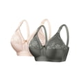 thumbnail image 1 of Sujetadores Cómodos para las Mujeres Más Tamaño Color Sólido Encaje Empalme Correas Ajustables, Sujetadores de Encaje para las Mujeres de Uso Diario Suave Transpirable 2 Paquete, 1 of 2