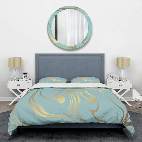 Designart 'Golden Marble Design I' Mid-Century Modern Duvet Cover Set