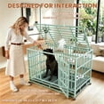 thumbnail image 4 of TIME RAY 48 Inch Heavy Duty Dog Crate for XL Large Dog,Indestructible High Anxiety Dog Cage for Indoor and Outdoor with Wheels and Removable Tray, Green, 4 of 8