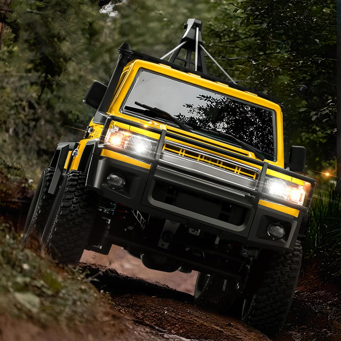 All-Terrain RC Crawler Car, 1/12 Scale 2.4G Full-proportional 4WD RC Climbing Car Engineering Vehicle with Functional Crane, Liftable Hook & 2-Speed, Collectible Gift for Adult(RTR Version)