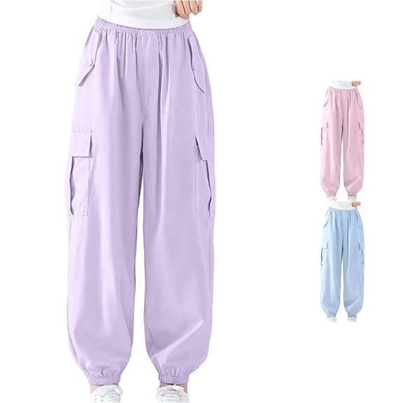 AWZXDE Boys Lightweight Jogger Cargo Pants Pocket Elastic Waist Casual Trousers Loose Outdoor Daily Bottoms For Kids - 5-6 Years
