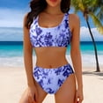 thumbnail image 2 of Tye Die Solid Color Two Piece Swimsuit for Women Tankini Bikini Top and Bottom Thick Strap Sleeveless Blue S, 2 of 4