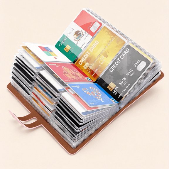 AOMRCOL Rfid Credit Card Holder Business Card Organizer Business Card Holder, with 96 Card Slots Credit Card Protector for Managing Your Different Cards to Prevent Loss Or Damage (Pink)
