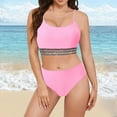thumbnail image 5 of Linfrsh Bathing Suit for Women Tummy Control,Modest High Waisted Bikini Sets Cute Halter 2 Piece Swim Suit 2024 Light Pink,M, 5 of 7