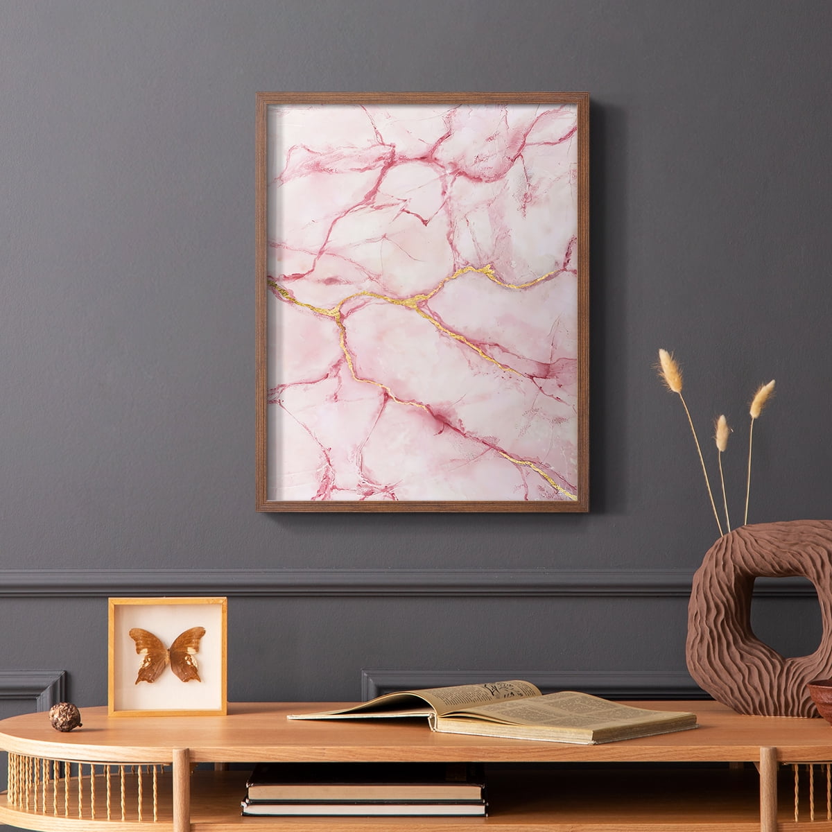 Rose Marble II in Brown Solid Wood 11 x 14 Framed Print