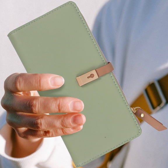 LITINKIMI Women's Wallet in Light Green, Large Capacity Multi-Layer Design Zipper Closure
