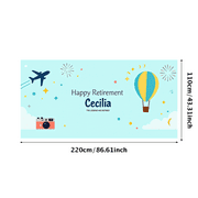 LUUFILx Personalized Retirement Themed Banner with Airplane Camera Balloon Elements Happy Retirement Decors Party Backdrop Photography Props for Retirement Parties Celebrations Gatherings