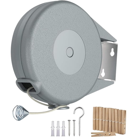 Retractable Clothesline Outdoor Indoor: 40 Feet Heavy Duty Clothesline Upto 30lbs, Portable PVC Retracting Clothes Line with Wall Mount, Hang The Wet Dry Clothing Laundry Line Retractable (49Feet)