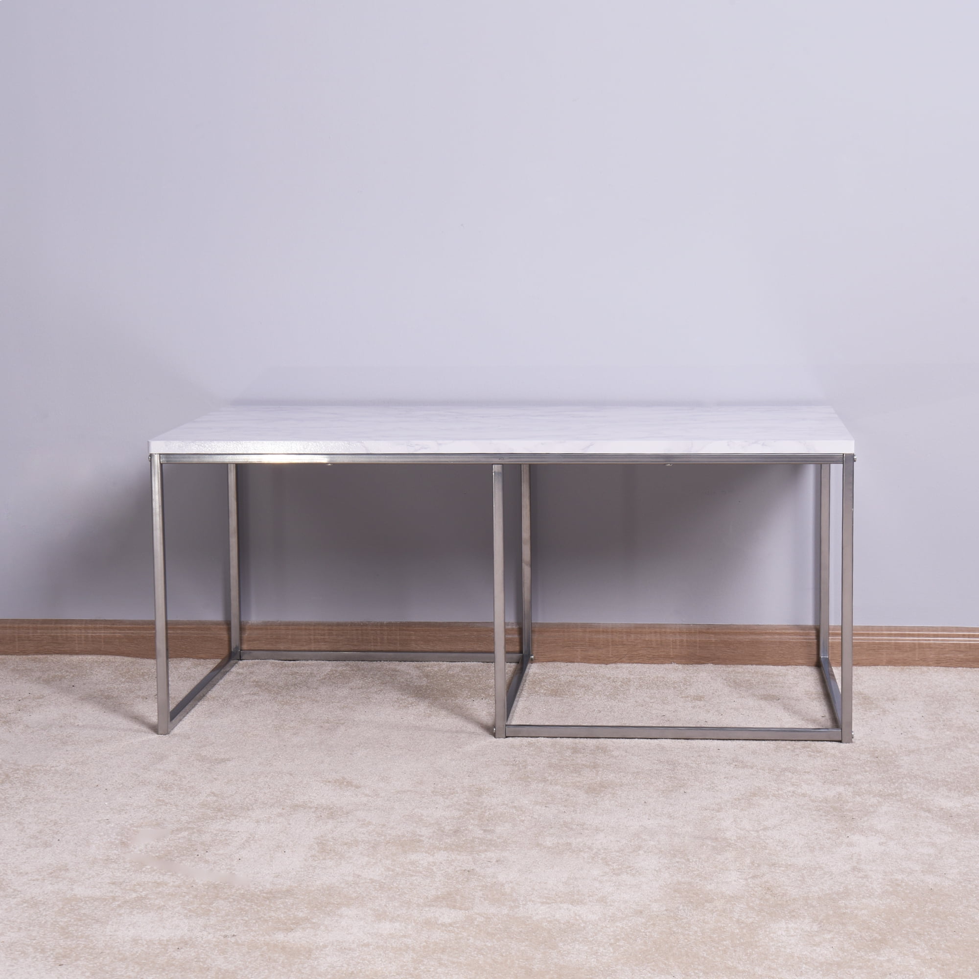 Private Jungle Living Room White Nesting Table, Coffee Table with MDF Top,Metal Legs 40.55 x 21.65 x 17.7 inch Private Jungle Living Room White Nesting Table, Coffee Table with MDF Top,Metal Legs 40.55 x 21.65 x 17.7 inch