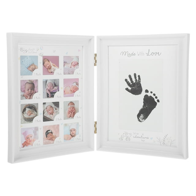 Cadre Photo pour Bébé Cadre pour Empreintes de Main et de Pied Nouveau-Né Cadre pour Photos d'Étapes pour Bébé