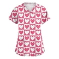 thumbnail image 2 of Cute Scrub Tops Stretchy Short Sleeve V Neck Cartoon Print Pattern Nursing Working Uniform Caregiver Top Vermilion S, 2 of 5