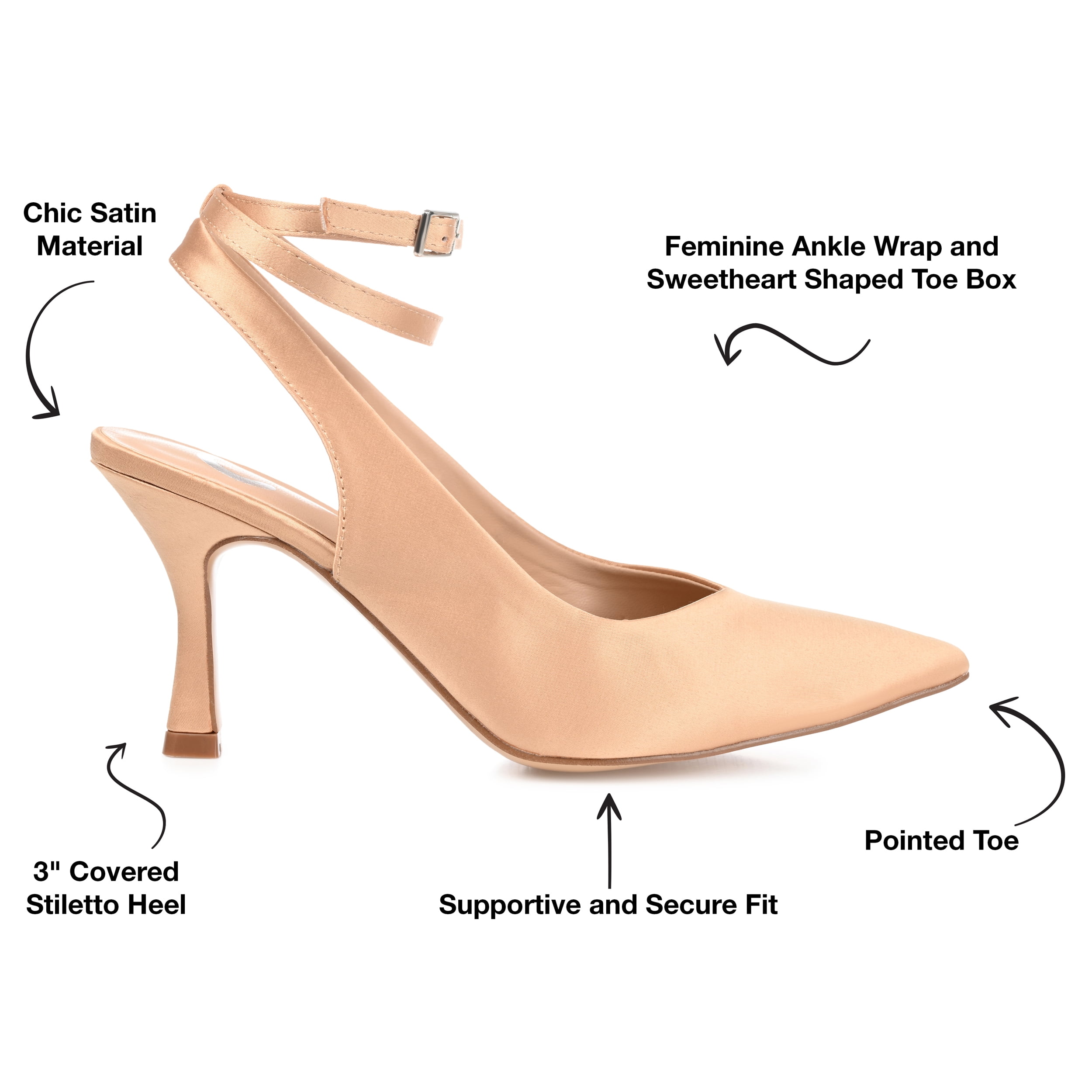 Journee Womens Marcella Buckle Mid Stiletto Pointed Toe Pumps, Widths Available