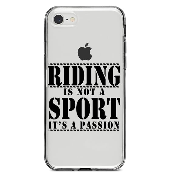 DistinctInk Clear Shockproof Hybrid Case for iPhone 7 8 SE (2020 Model) 4.7" Screen TPU Bumper Acrylic Back Tempered Glass Screen Protector - Riding is A Passion - horses