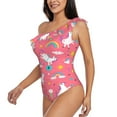 thumbnail image 2 of Haiem Yoga Unicorn Women's One Piece Swimsuits Tummy Control One Shoulder Bathing Suits Ruffle Swimwear-XX-Large, 2 of 8