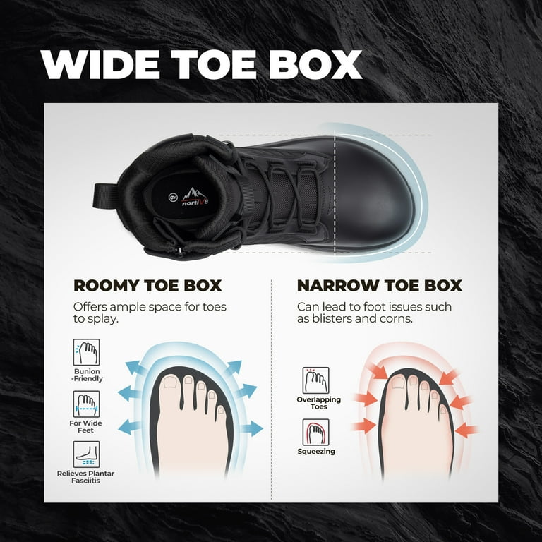 NORTIV8, Men's Tactical Boots, Wide Toe Box, Low Drop Leather