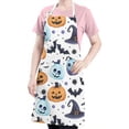 thumbnail image 5 of Colorful Pumpkin Halloween Apron-Garden Aprons for Women with Pockets-Cotton Linen Waterproof Kitchen Cooking Gardening Aprons Adjustable for Kitchen,Cooking,BBQ and Salon 32"x27", 5 of 7