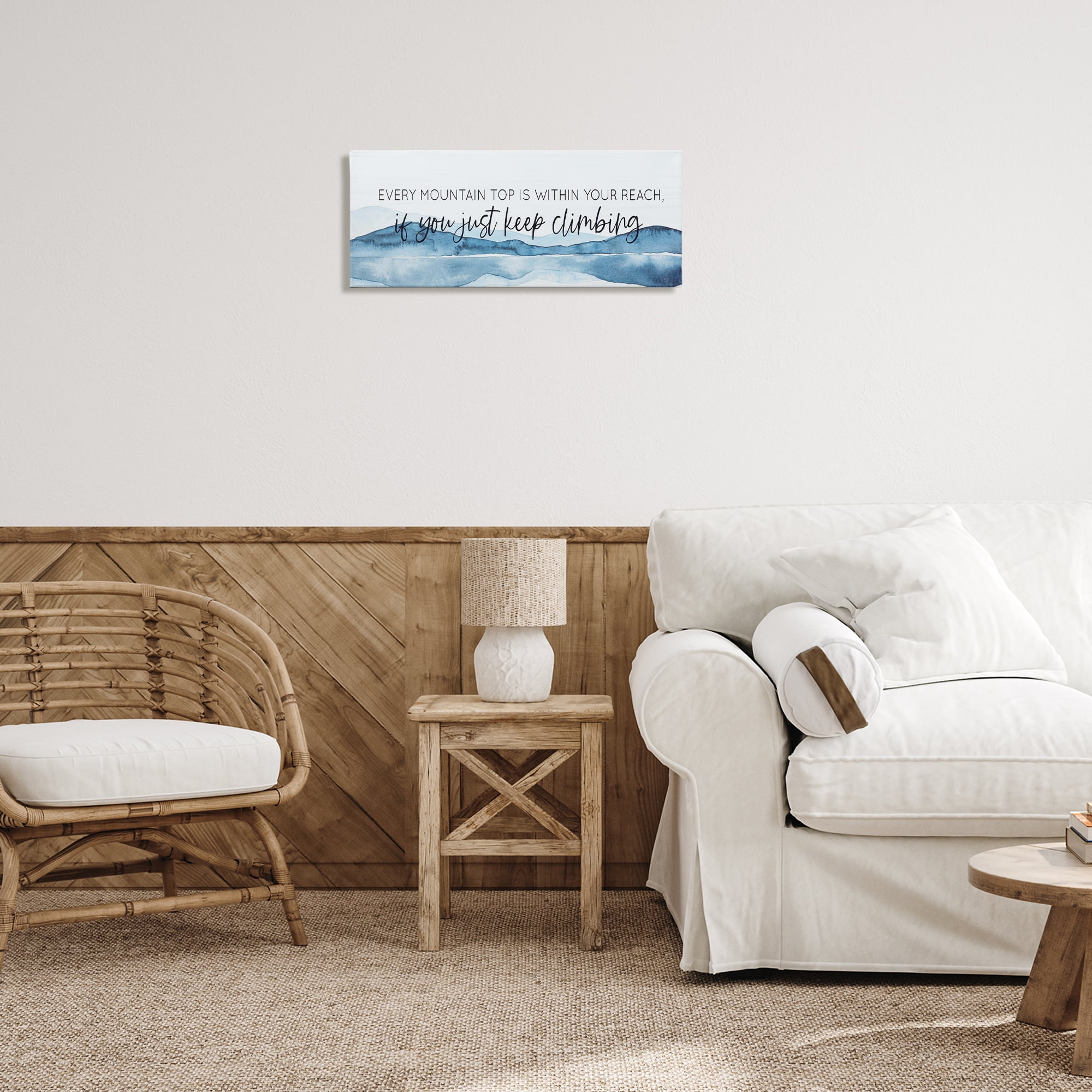 Stupell Industries Mountain Within Reach Text & Numbers Painting Wrapped Canvas Art Print Wall Art, 24 x 10