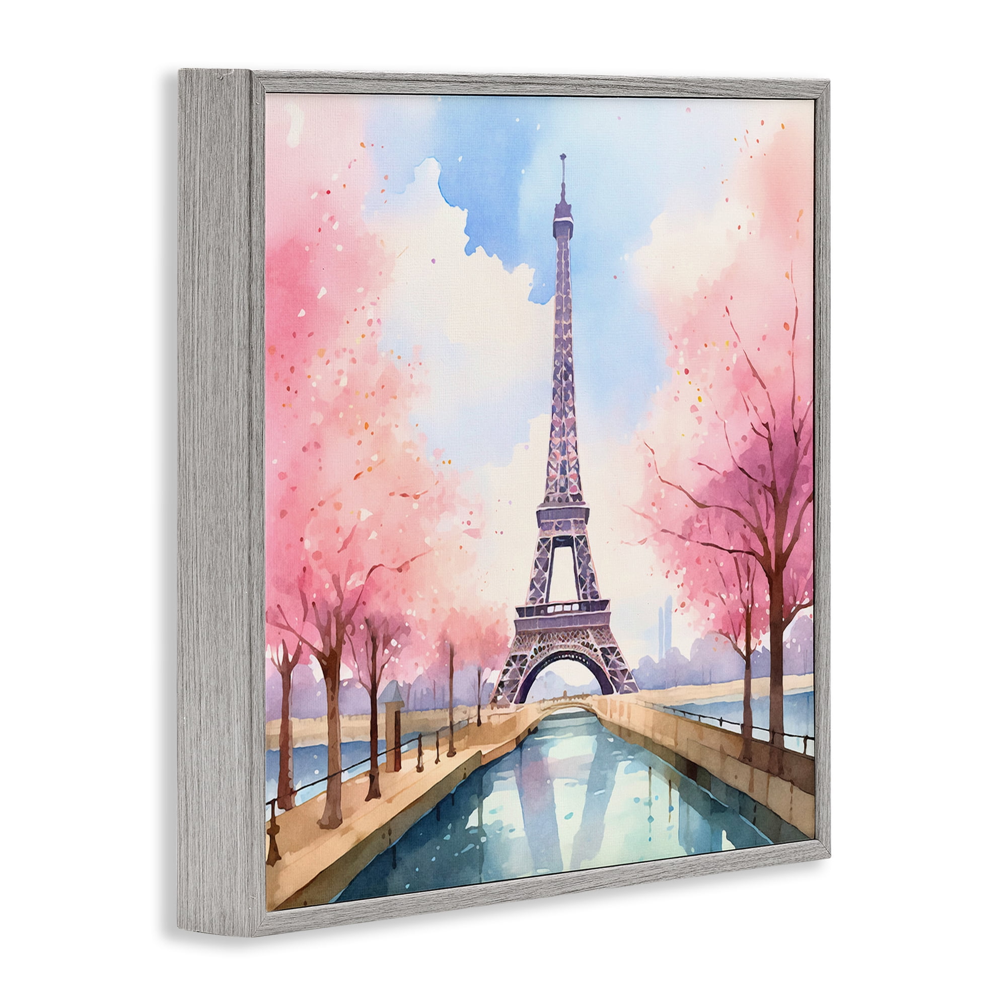 Stupell Industries Paris Rendezvous Scene Town & City Painting Gray Framed Art Print Wall Art, 17 x 17