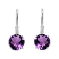 thumbnail image 2 of MauliJewels Earrings for Women 3.5 Carat 8MM Round Amethyst Leverback Earrings Carat 14K White Gold 4-prong, 2 of 5