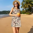 thumbnail image 3 of Balery Abstract Coffee Vestidos de verano para mujer con estampado: vestido holgado sin mangas, vestido playero informal y cómodo para días calurosos., 3 of 7