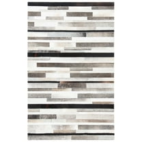 SAFAVIEH Studio Leather Forrester Striped Area Rug, Ivory/Black, 4' x 6'