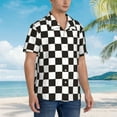 thumbnail image 5 of Fotbe Black And White Checkerboard Hawaiian Shirt For Men Unisex Summer Beach Casual Short Sleeve Cotton Linen Button Down Shirts-Medium, 5 of 9