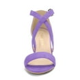thumbnail image 2 of BLISSFUL STEP Women's Solid Color Open Toe Cross Strap Mid Chunky Heel Sandals, 2 of 6