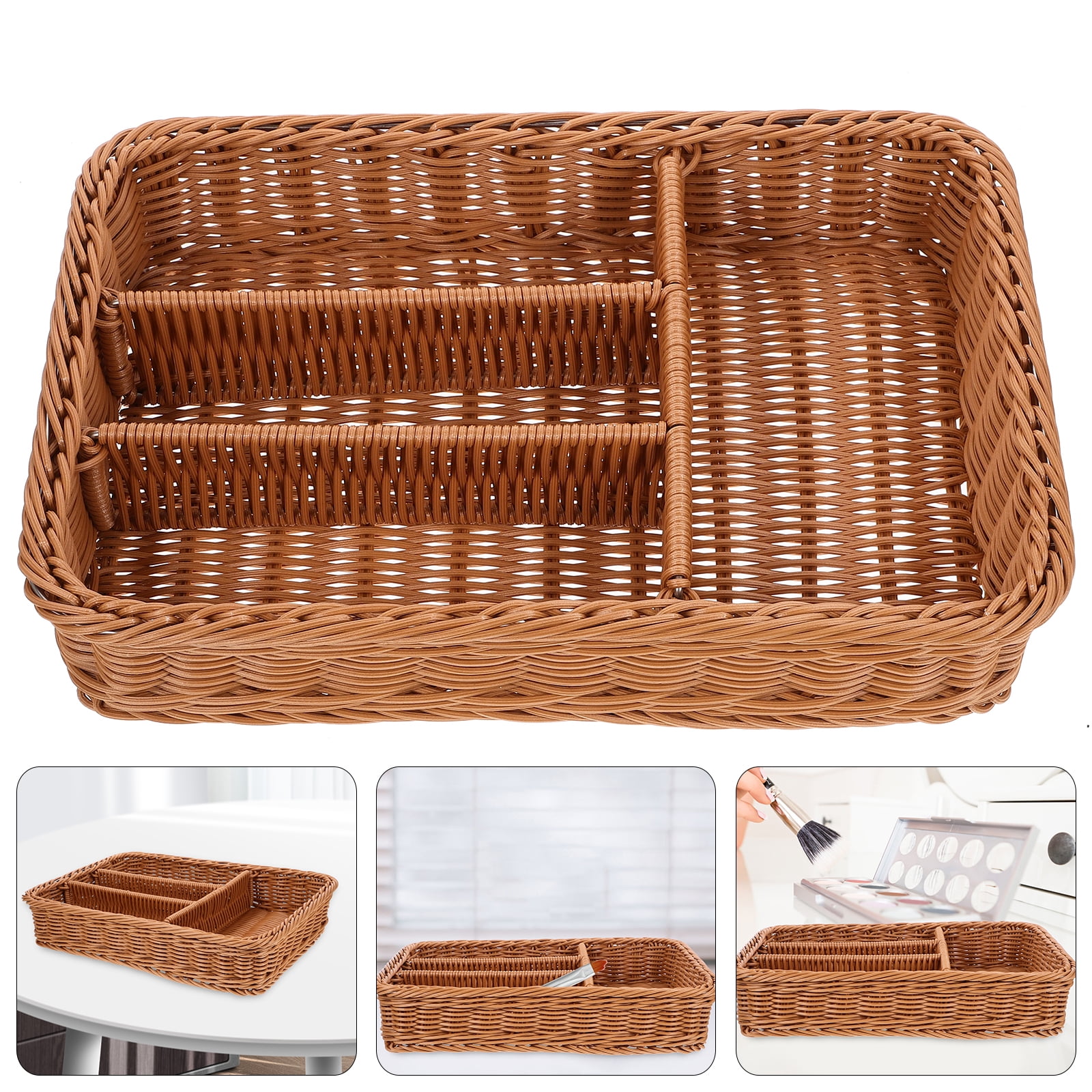 3Pcs Flatware Silverware Caddy Cutlery Holder Storage for Countertop Small Utensil Holders Party 4 Compartments 14L*10W''