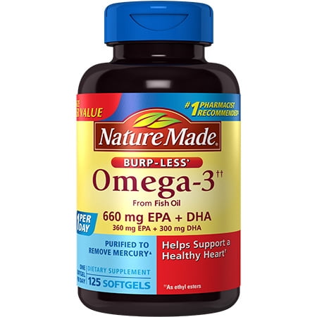Nature Made Omega-3 from Fish Oil Burp-Less Softgels, 660 Mg EPA+DHA, 125