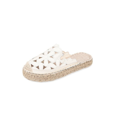 

Daeful Women Mules Backless Espadrilles Platform Clogs Summer Round Toe Fashion Slip On Slides Beige 7