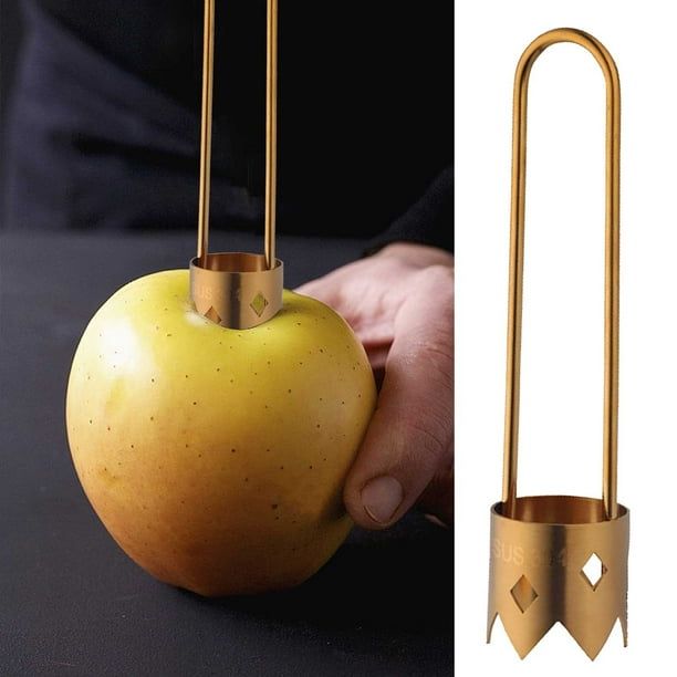 Descorazonador de frutas y verduras de acero inoxidable - Herramienta de cocina multiusos para manzanas, peras, melones amargos - Diseño ergonómico, resistente a la oxidación - 3,5 x 3,5 x 16 cm