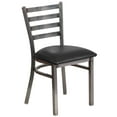 thumbnail image 2 of Emma + Oliver Clear Coated Ladder Back Metal Restaurant Chair - Black Vinyl Seat, 2 of 12