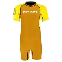 Body Glove Kids 2mm Back Zip Short Sleeve Spring Wetsuit Fits - 50-60 LBS - Black/Yellow