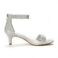 thumbnail image 2 of Women's Ankle Strap Stilettos Low Heel Open Toe Sandals Party Dress Shoes, 2 of 7
