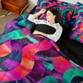 thumbnail image 4 of Castle Fairy Abstract Spiral Bedding Comforter Set,Gradient Geometric Queen Bedding Sets, 4 of 8