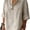 Apricot, variant on Wrongduck Womens Linen Cotton V Neck Blouse Plus Size 3/4 Sleeve Button Shirt Loose Fit Tunic Top