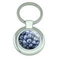 thumbnail image 1 of Blueberries Classy Round Chrome Plated Metal Keychain, 1 of 3